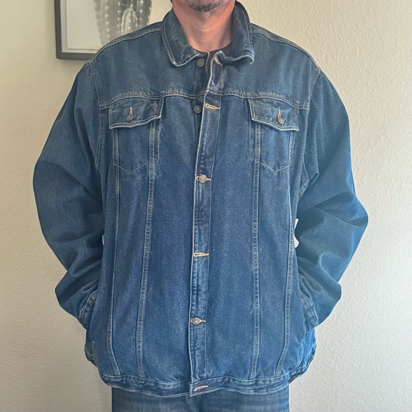 Liberty Blues Men's Big & Tall Blue Denim Jacket with Cozy Lined Interior - Picture 2 of 8